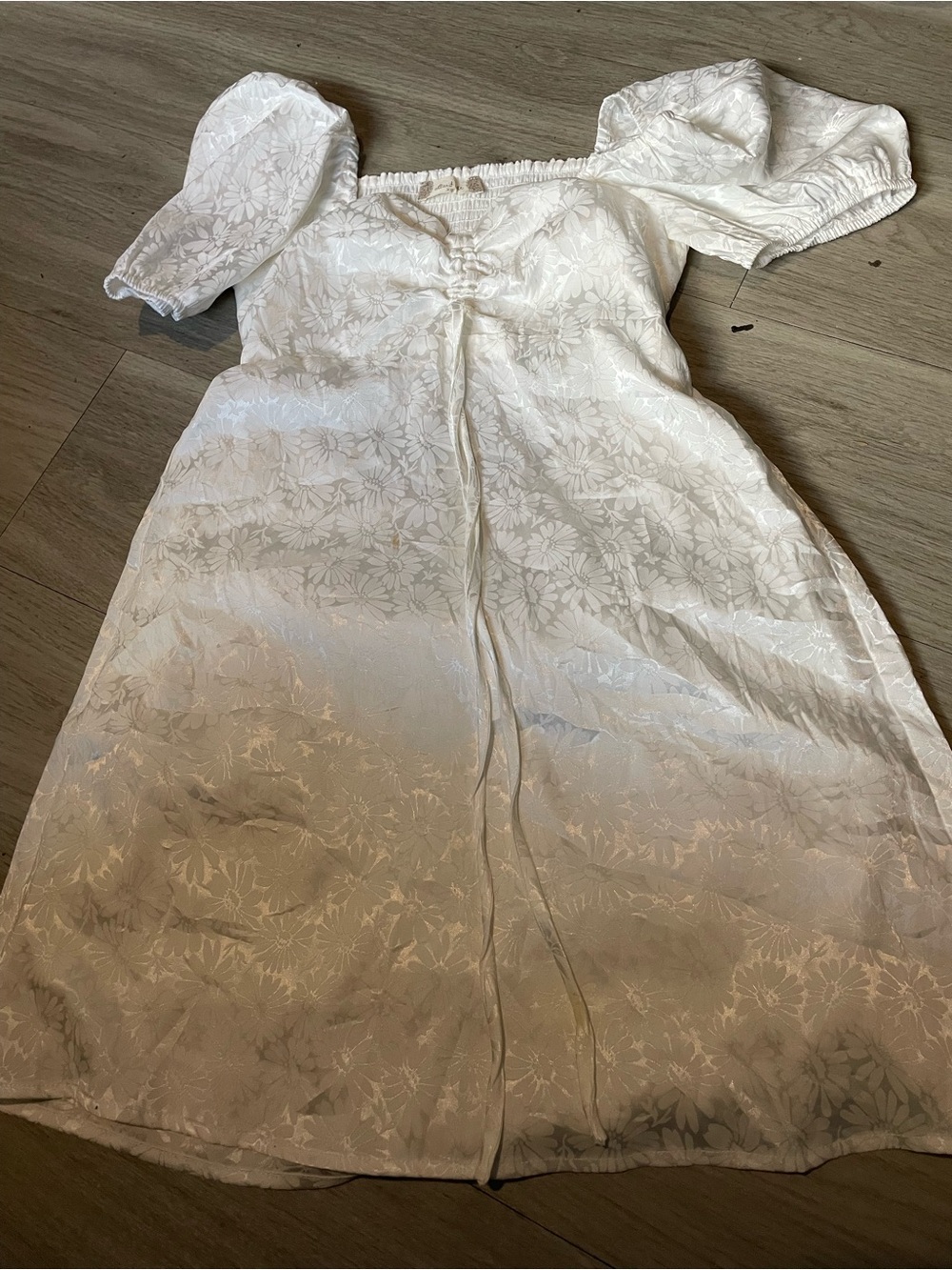 Altar'd State White Floral Jacquard Off-Shoulder Mini Dress